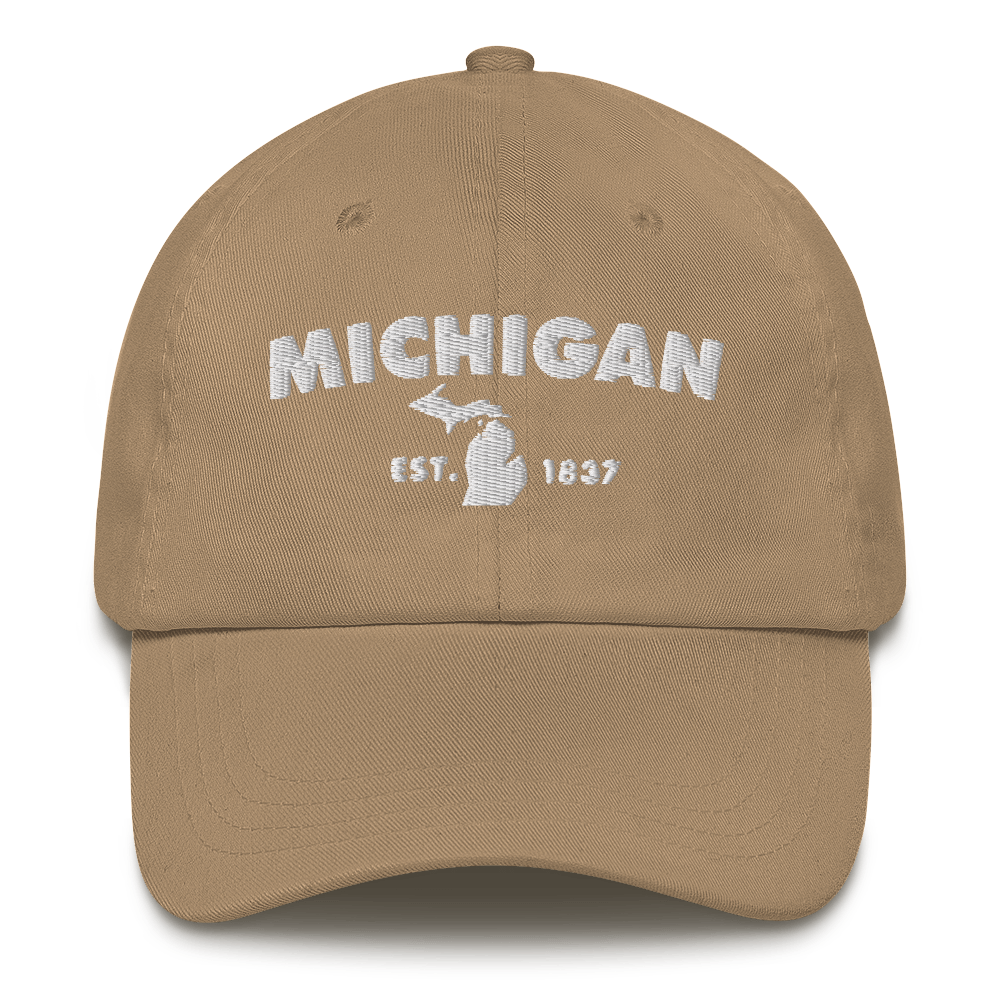 'Michigan EST 1837' Dad Hat (Geometric Sans Font)