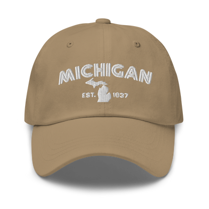 'Michigan EST 1837' Dad Hat (Metalpress Font)