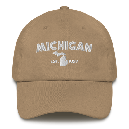 'Michigan EST 1837' Dad Hat (Metalpress Font)