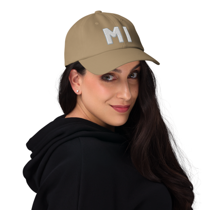 Michigan 'MI' Dad Hat (1940s Baseball Font)