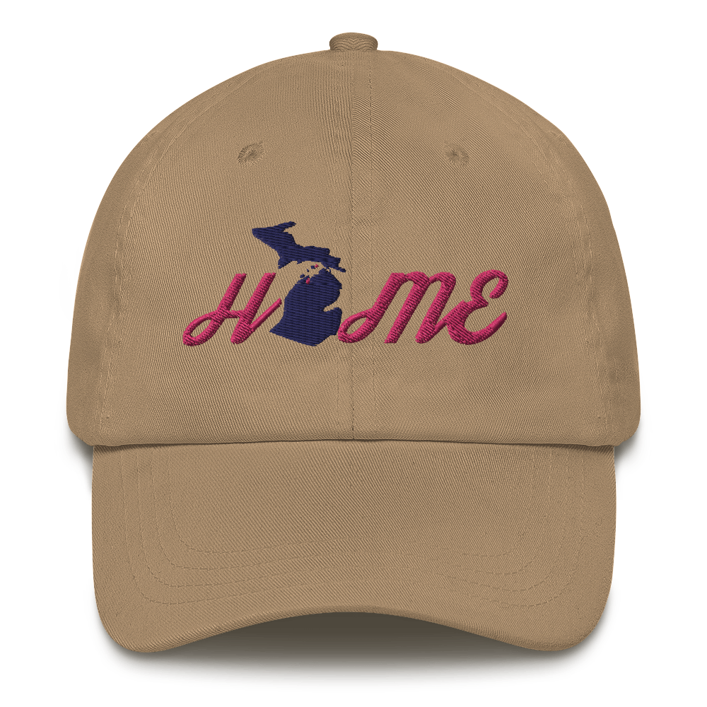 Michigan 'Home' Dad Hat (Script Font) | Pink Embroidery