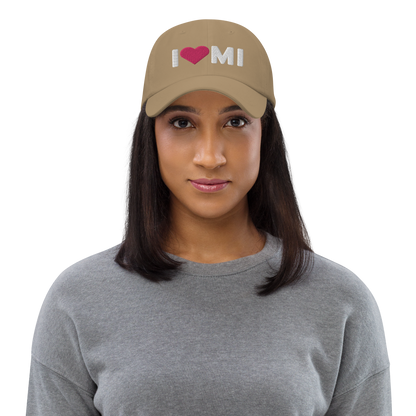 Michigan 'I ❤️ MI' Dad Hat (Rounded Swiss Font)