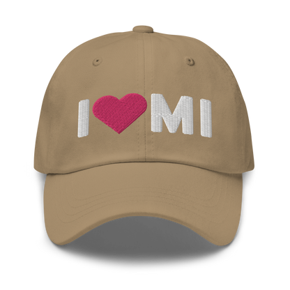 Michigan 'I ❤️ MI' Dad Hat (Rounded Swiss Font)