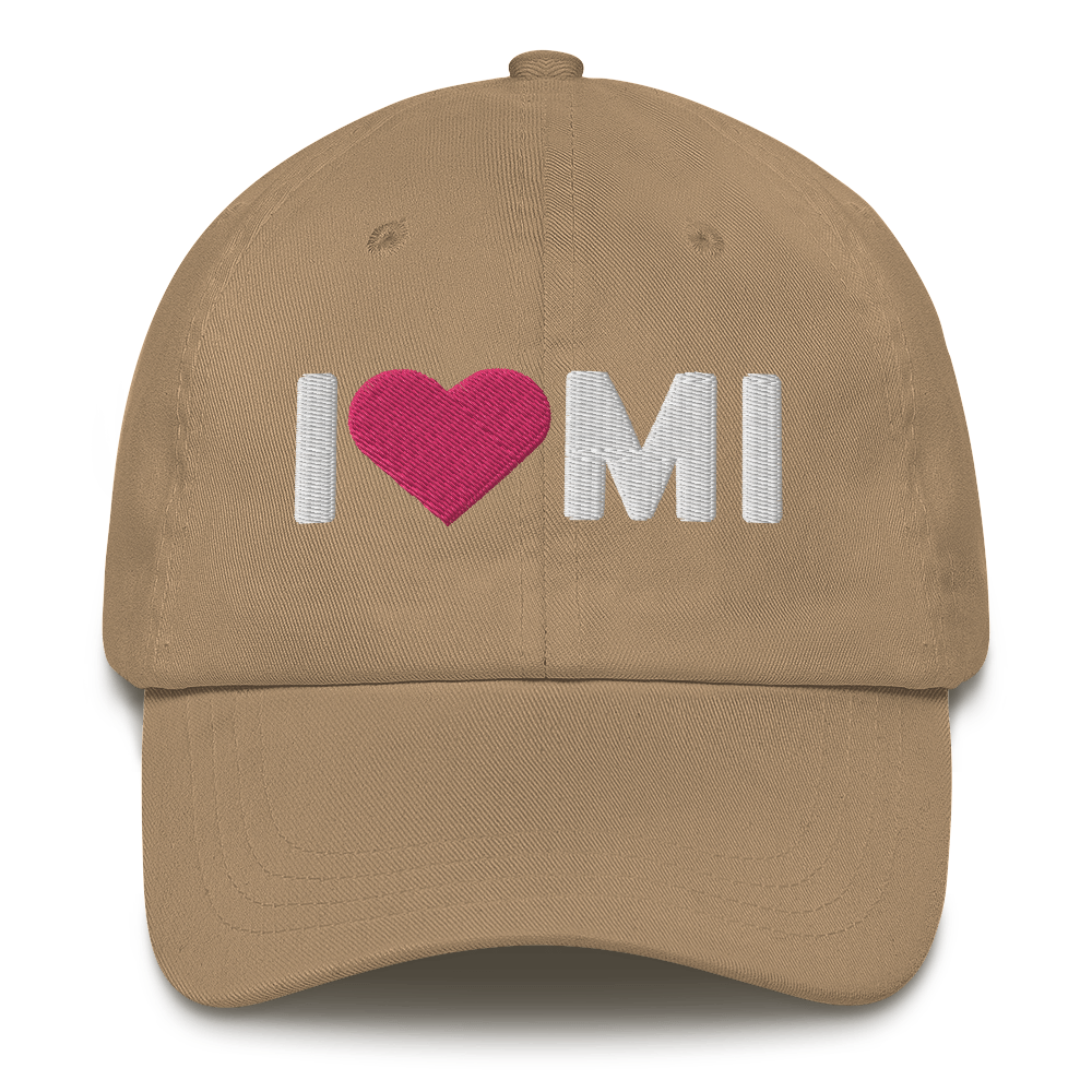 Michigan 'I ❤️ MI' Dad Hat (Rounded Swiss Font)