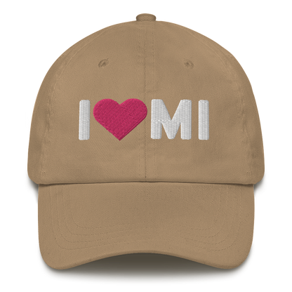 Michigan 'I ❤️ MI' Dad Hat (Rounded Swiss Font)