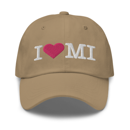 Michigan 'I ❤️ MI' Dad Hat (Typewriter Font)