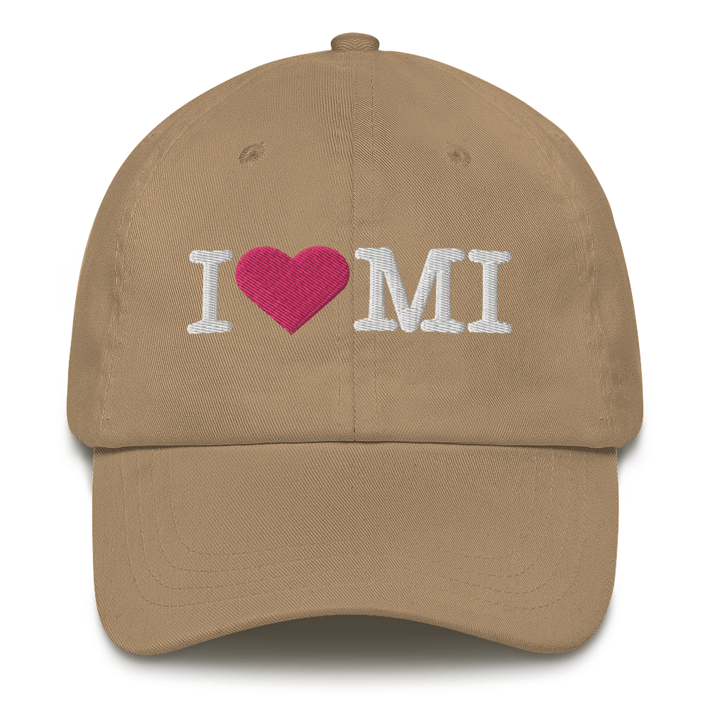 Michigan 'I ❤️ MI' Dad Hat (Typewriter Font)