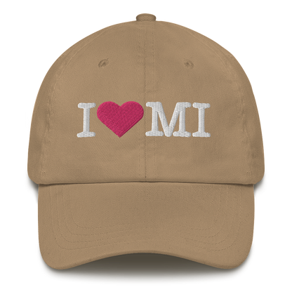 Michigan 'I ❤️ MI' Dad Hat (Typewriter Font)