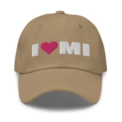 Michigan 'I ❤️ MI' Dad Hat (French Olive Font)