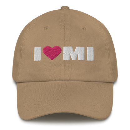 Michigan 'I ❤️ MI' Dad Hat (French Olive Font)