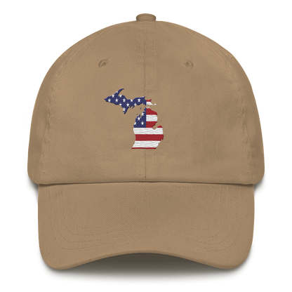 State of Michigan Dad Hat (w/ USA Flag Outline)