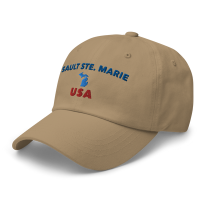 'Sault Ste. Marie USA' Dad Hat (w/ Michigan Outline)