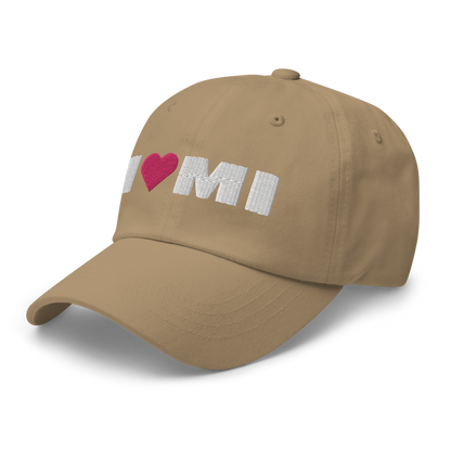 Michigan 'I ❤️ MI' Dad Hat (French Olive Font)