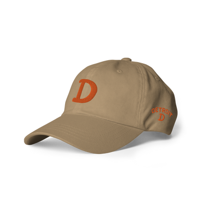 Detroit 'Old French D' Dad Hat (w/ Side Design) | Orange Embroidery