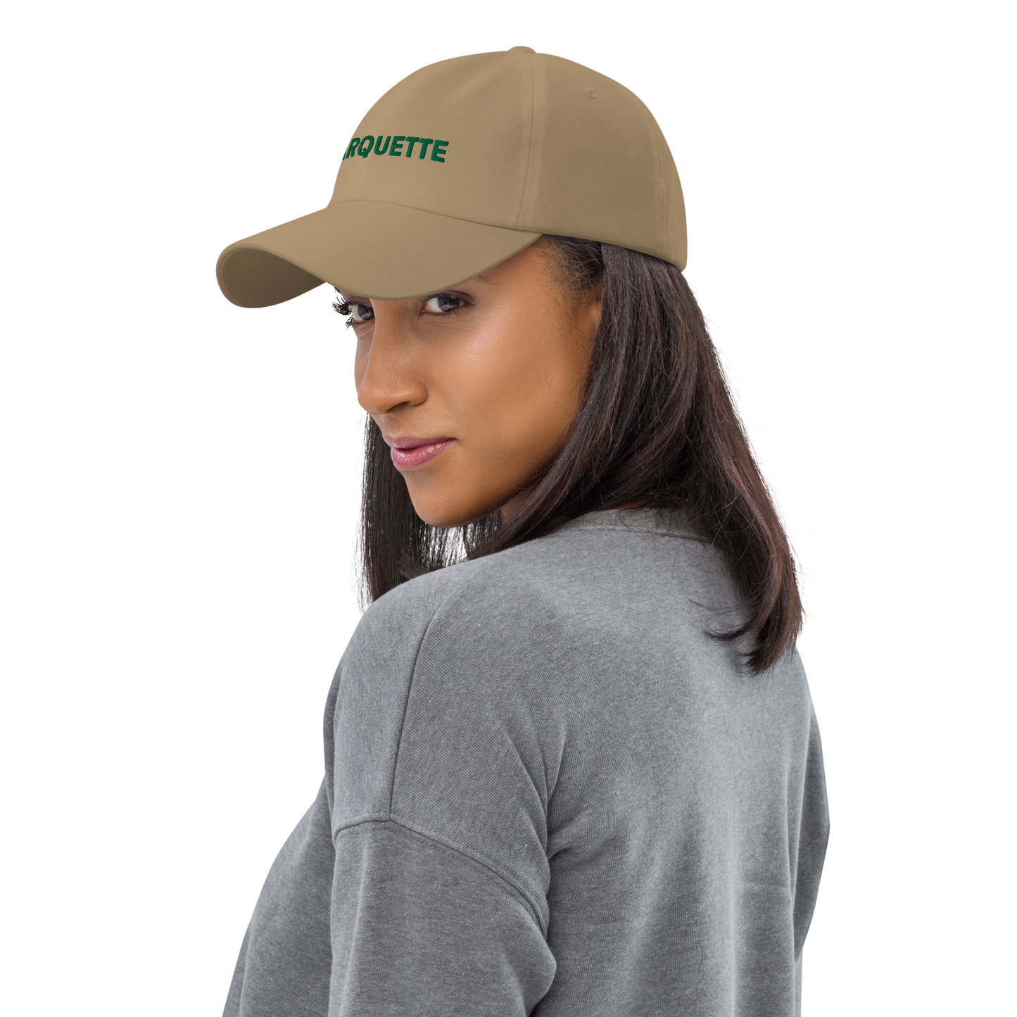 'Marquette' Dad Hat | Gold/Green Embroidery