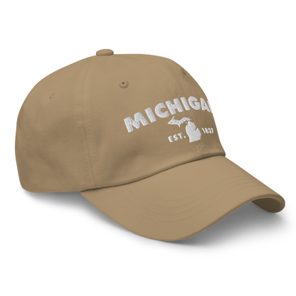 'Michigan EST 1837' Dad Hat (Geometric Sans Font)