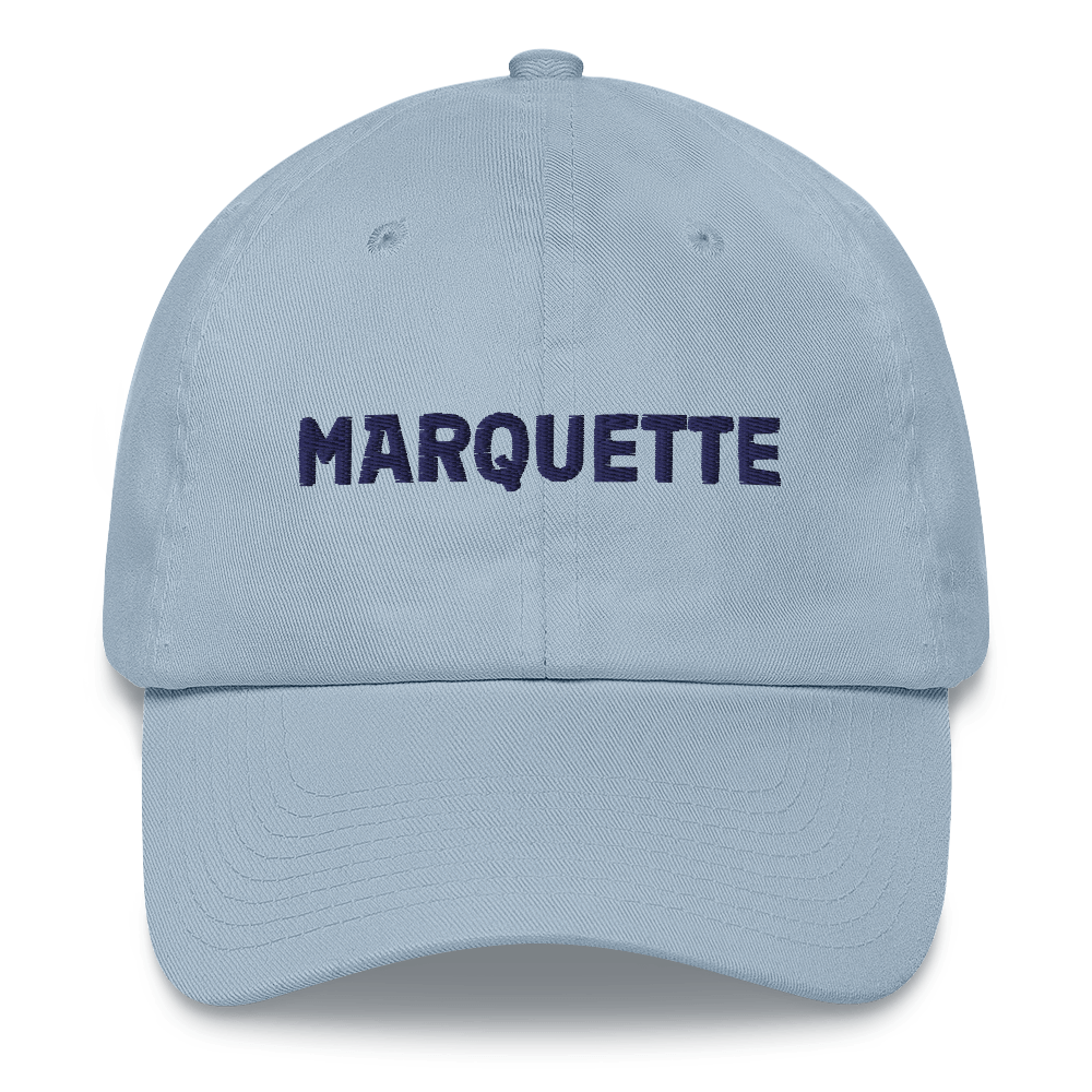 'Marquette' Dad Hat | White/Navy Embroidery