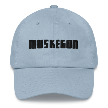 'Muskegon' Dad Hat | White/Black Emboridery