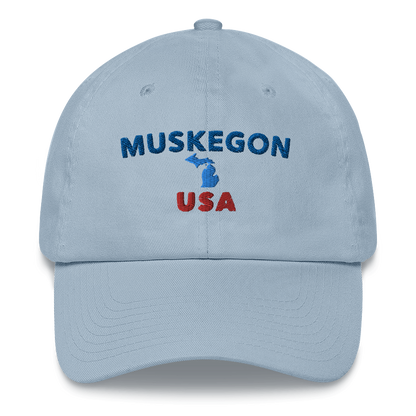 'Muskegon USA' Dad Hat (w/ Michigan Outline)