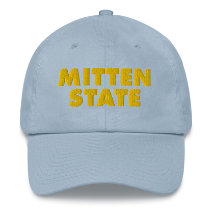 Michigan 'Mitten State' Dad Hat (Geometric Sans Font) | Gold Embroidery