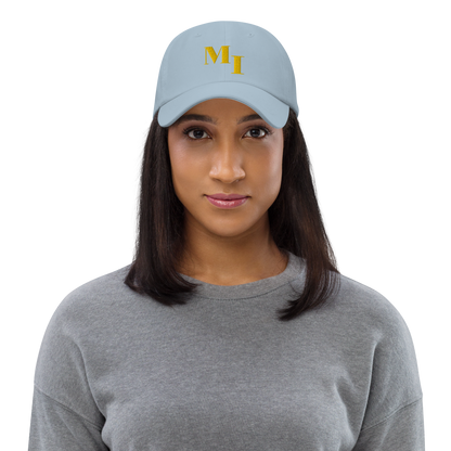 Michigan 'MI' Dad Hat (Didone Logotype) | Gold Embroidery