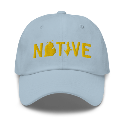 Michigan 'Native' Dad Hat (Licence Plate Font) | Gold Embroidery