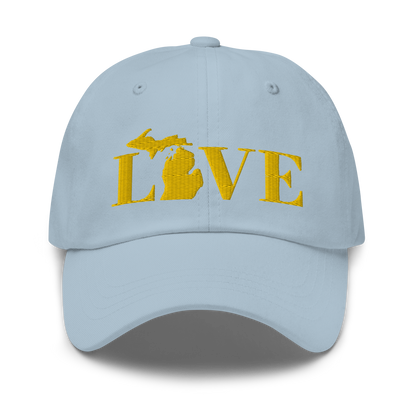 Michigan 'Love' Dad Hat (Didone Font) | Gold Embroidery