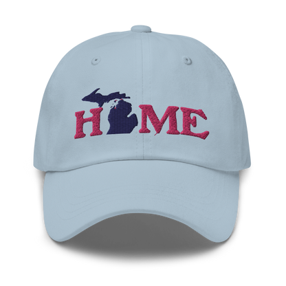 Michigan 'Home' Dad Hat (Woodcut Font) | Pink Embroidery