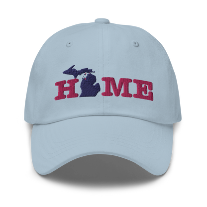 Michigan 'Home' Dad Hat (Typewriter Font) | Pink Embroidery