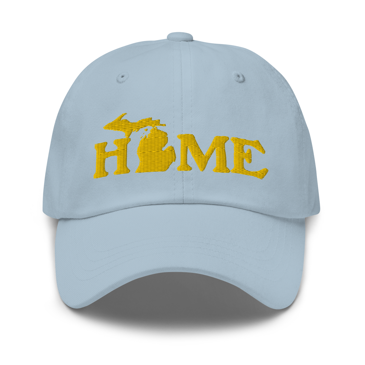 Michigan 'Home' Dad Hat (Woodcut Font) | Gold Embroidery