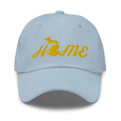 Michigan 'Home' Dad Hat (Script Font) | Gold Embroidery