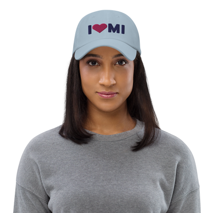 Michigan 'I ❤️ MI' Dad Hat (Rounded Swiss Font)