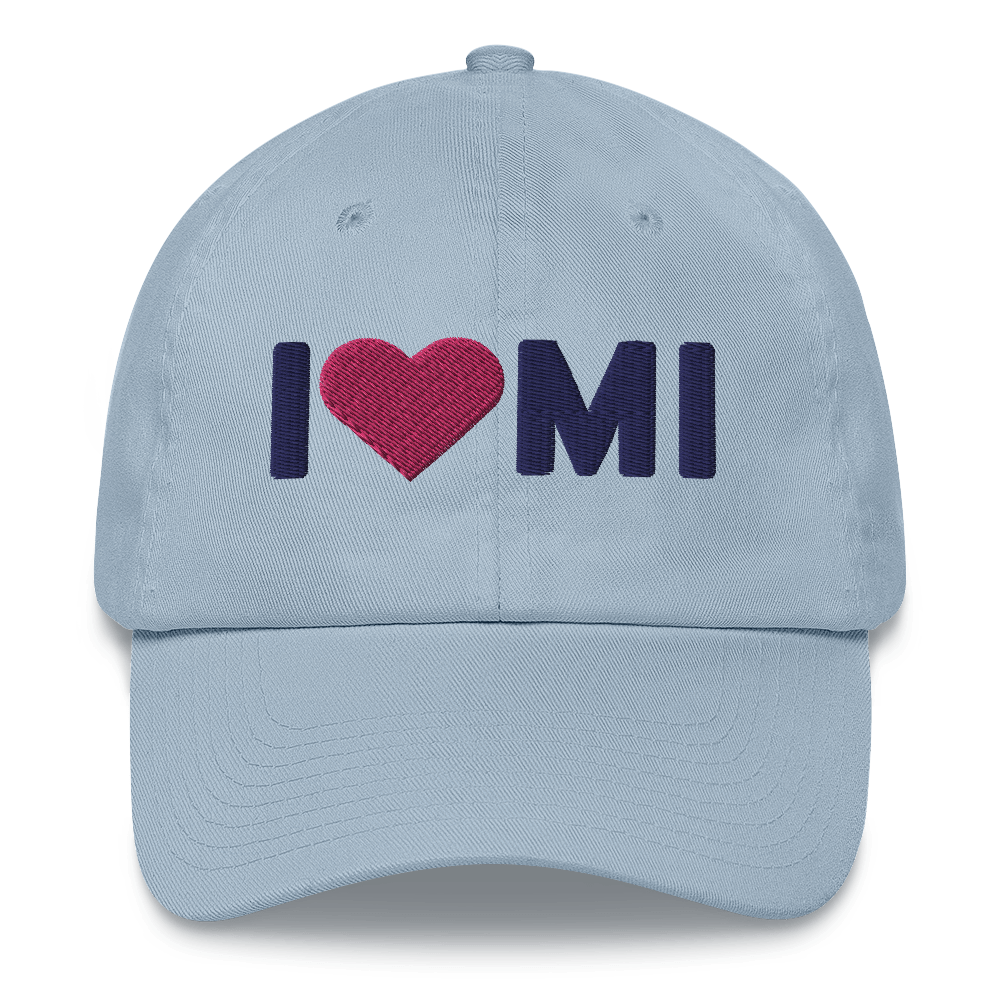 Michigan 'I ❤️ MI' Dad Hat (Rounded Swiss Font)