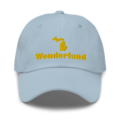 Michigan 'Wonderland' Dad Hat (Art Deco Font) [ Gold Embroidery