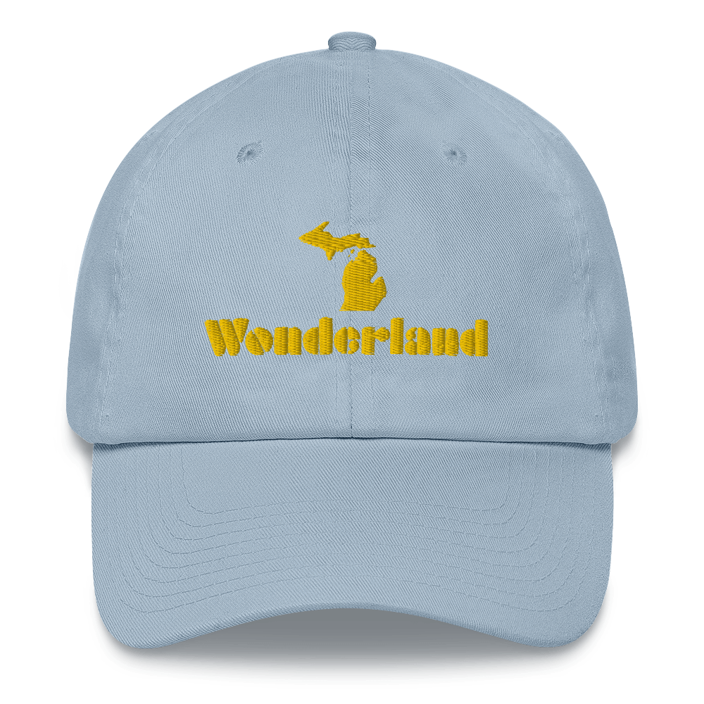 Michigan 'Wonderland' Dad Hat (Art Deco Font) [ Gold Embroidery