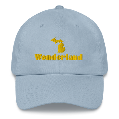 Michigan 'Wonderland' Dad Hat (Art Deco Font) [ Gold Embroidery