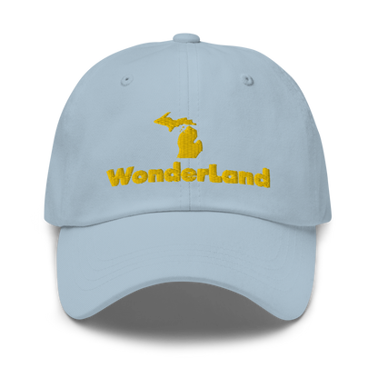 Michigan 'Wonderland' Dad Hat (Geometric Sans Font) | Gold Embroidery