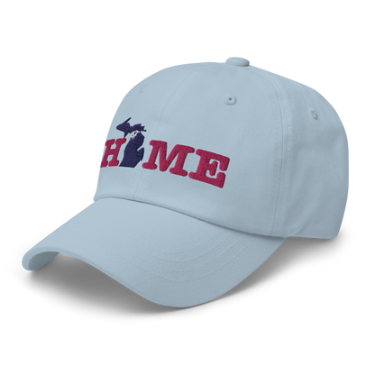 Michigan 'Home' Dad Hat (Typewriter Font) | Pink Embroidery