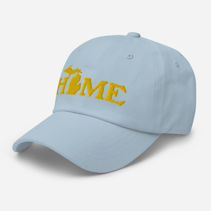 Michigan 'Home' Dad Hat (Woodcut Font) | Gold Embroidery