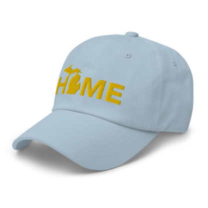 Michigan 'Home' Dad Hat (Geometric Sans Font) | Gold Embroidery