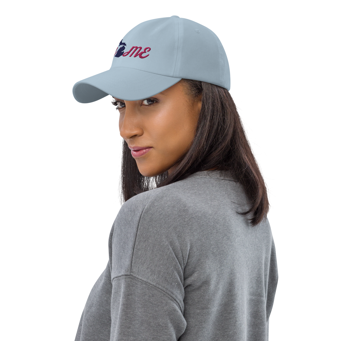 Michigan 'Home' Dad Hat (Script Font) | Pink Embroidery