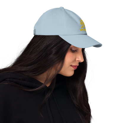 'Michigan' Dad Hat (w/ Old English M) | Gold Embroidery