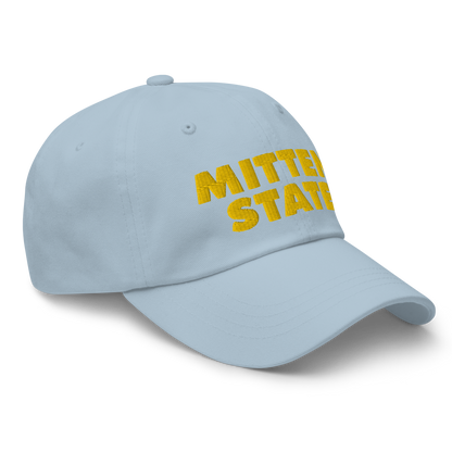 Michigan 'Mitten State' Dad Hat (Geometric Sans Font) | Gold Embroidery