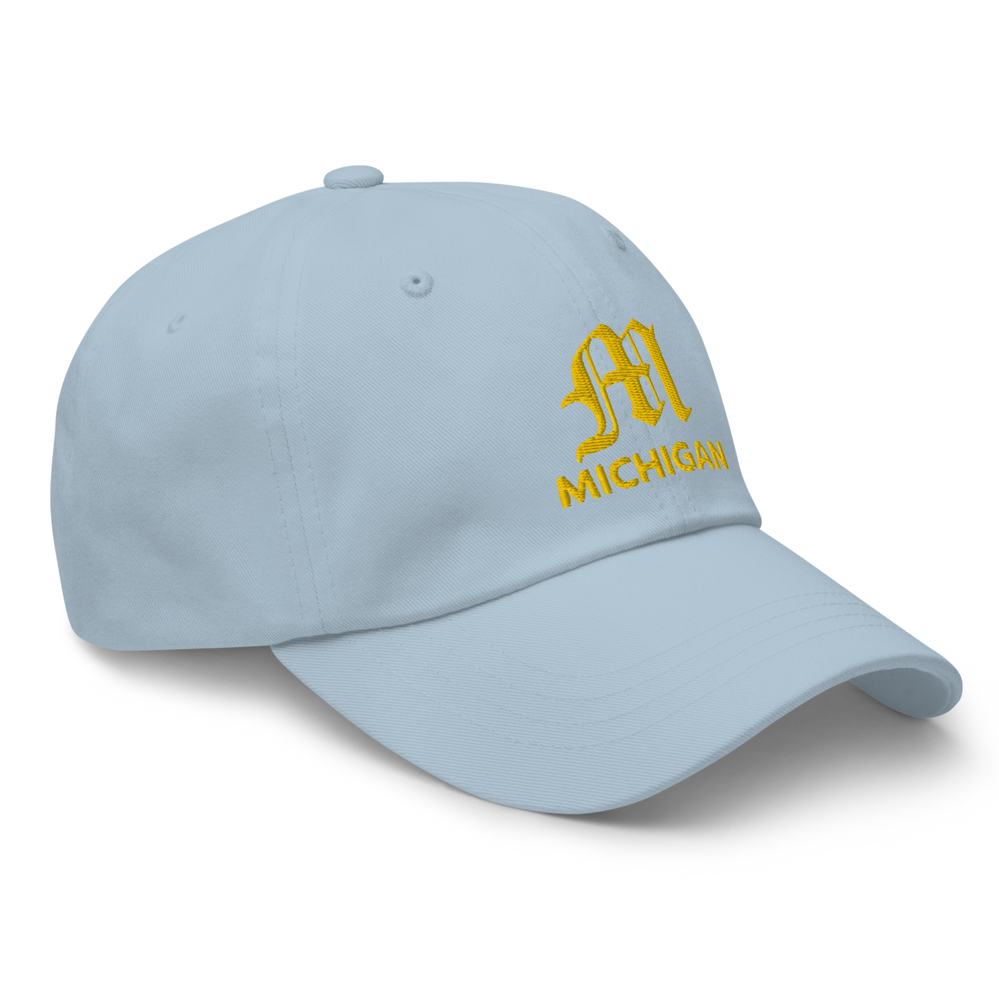 'Michigan' Dad Hat (w/ Old English M) | Gold Embroidery