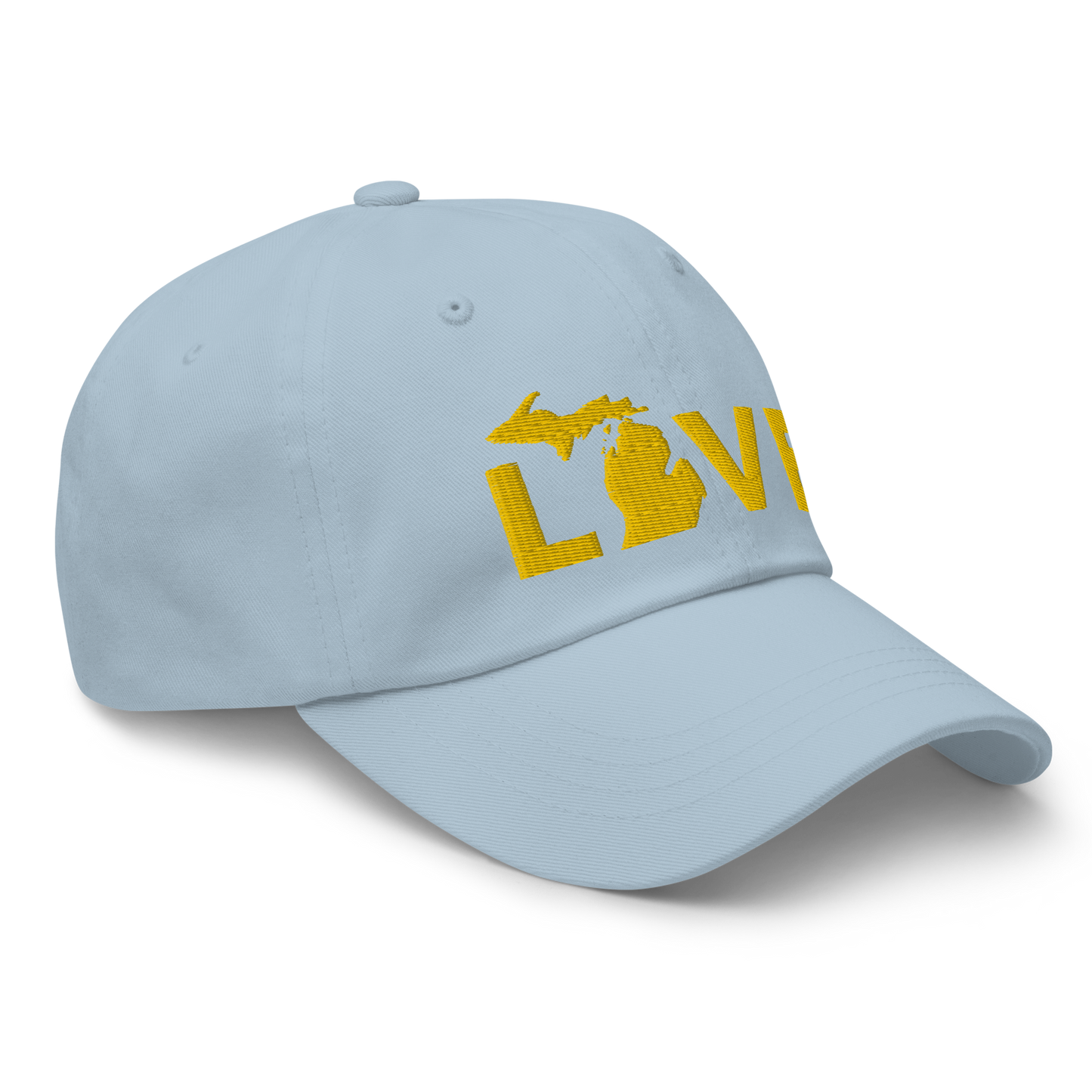 Michigan 'Love' Dad Hat (Geometric Sans Font) | Gold Embroidery