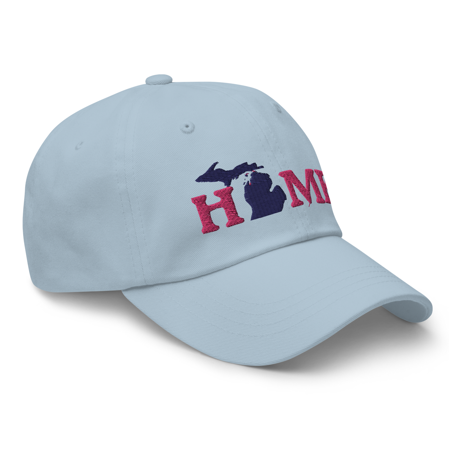 Michigan 'Home' Dad Hat (Woodcut Font) | Pink Embroidery