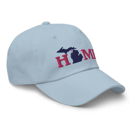 Michigan 'Home' Dad Hat (Woodcut Font) | Pink Embroidery