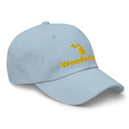 Michigan 'Wonderland' Dad Hat (Geometric Sans Font) | Gold Embroidery