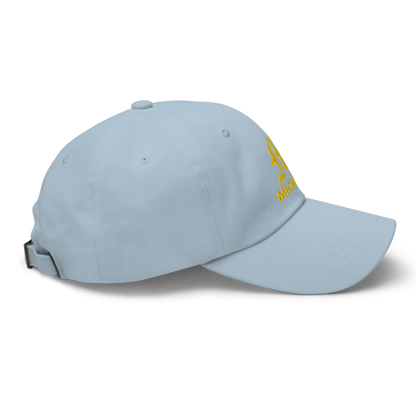 'Michigan' Dad Hat (w/ Old English M) | Gold Embroidery