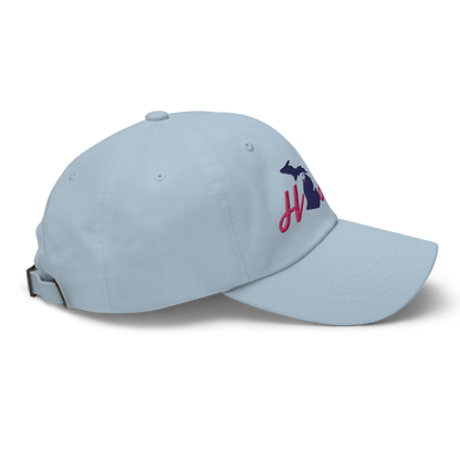 Michigan 'Home' Dad Hat (Script Font) | Pink Embroidery